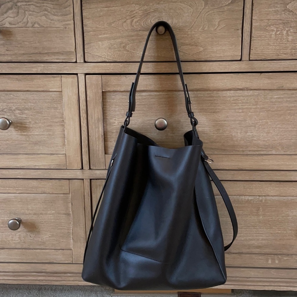 Like New Allsaints black leather tote